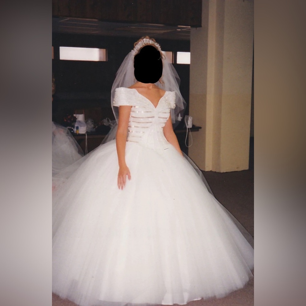 Scaasi beaded tulle princess wedding dress